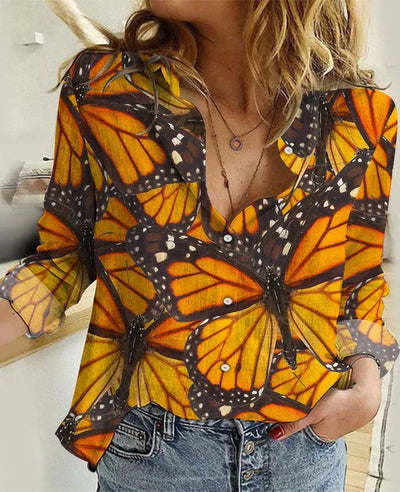 Monarch Butterfly Awesome Unique Unique Women Casual Shirt PANCAS016