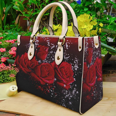 Red Rose Floral Purse Tote Bag Handbag For Women