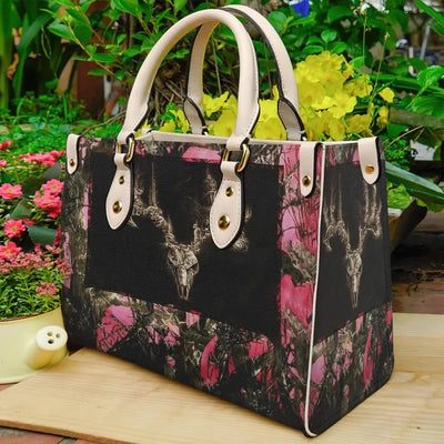 Deer Skull Hunting Pink Camouflage Purse Tote Bag Handbag For Women