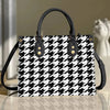 Houndstooth Black White Purse Tote Bag Handbag For Women PANLTO0062