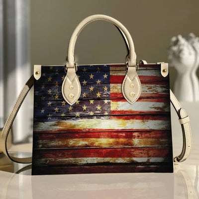 Retro American Flag Vintage Purse Tote Bag Handbag For Women