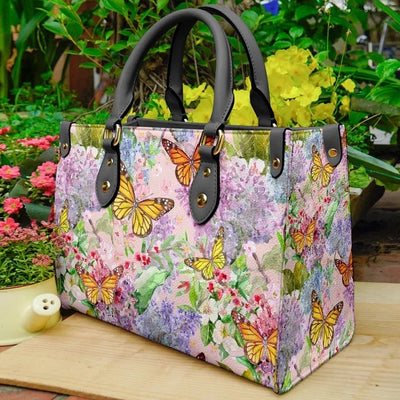 Butterfly And Spring Flower Purse Tote Bag Handbag For Women