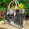 Black Sugar Skull Rose Floral Purse Tote Bag Handbag For Women