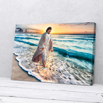 Jesus Walking Along The Beach Canvas Prints PAN12823
