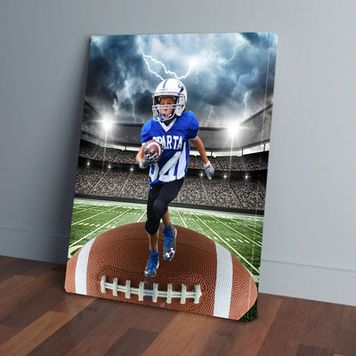 Personalized Football Player Canvas Wall Art PAN11408